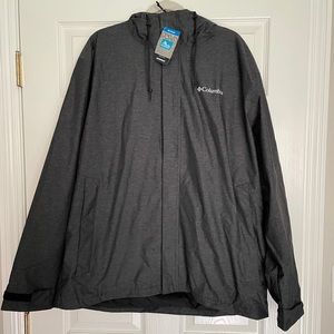 Columbia Men’s Watertight Rain Jacket Black Heather Sz XL NWT